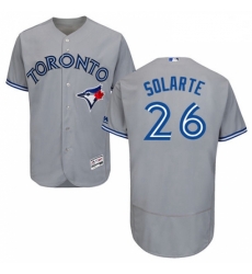 Mens Majestic Toronto Blue Jays 26 Yangervis Solarte Grey Road Flex Base Authentic Collection MLB Jersey