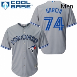 Mens Majestic Toronto Blue Jays 74 Jaime Garcia Replica Grey Road MLB Jersey 