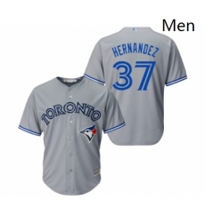 Mens Toronto Blue Jays 37 Teoscar Hernandez Replica Grey Road Baseball Jersey 