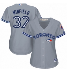 Womens Majestic Toronto Blue Jays 32 Dave Winfield Authentic Grey Road MLB Jersey 