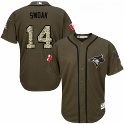 Youth Majestic Toronto Blue Jays 14 Justin Smoak Replica Green Salute to Service MLB Jersey