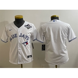 Youth Toronto Blue Jays Blank White 2025 World Series Cool Base Stitched Baseball Jersey