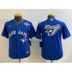 Youth Toronto Blue Jays Team Big Logo Royal 2025 World Series Cool Base Stitched Baseball Jersey