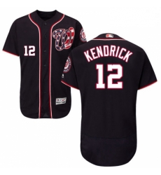 Mens Majestic Washington Nationals 12 Howie Kendrick Navy Blue Alternate Flex Base Authentic Collection MLB Jersey