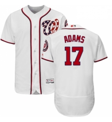 Mens Majestic Washington Nationals 17 Matt Adams White Home Flex Base Authentic Collection MLB Jersey