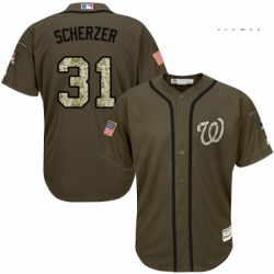 Mens Majestic Washington Nationals 31 Max Scherzer Authentic Green Salute to Service MLB Jersey