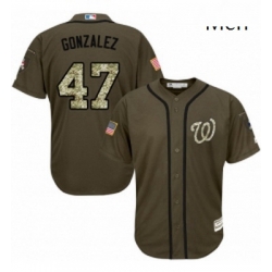 Mens Majestic Washington Nationals 47 Gio Gonzalez Replica Green Salute to Service MLB Jersey