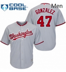 Mens Majestic Washington Nationals 47 Gio Gonzalez Replica Grey Road Cool Base MLB Jersey