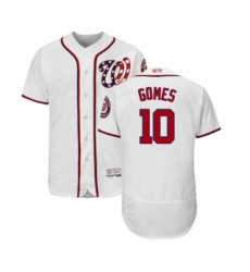 Mens Washington Nationals 10 Yan Gomes White Home Flex Base Authentic Collection Baseball Jersey