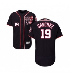 Mens Washington Nationals 19 Anibal Sanchez Navy Blue Alternate Flex Base Authentic Collection Baseball Jersey