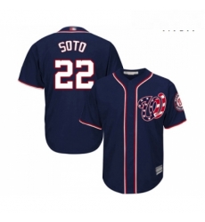 Mens Washington Nationals 22 Juan Soto Replica Navy Blue Alternate 2 Cool Base Baseball Jersey 