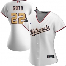 Women Nationals 22 Juan Soto White Gold Women Nike 2020 Gold Program Cool Base Jersey