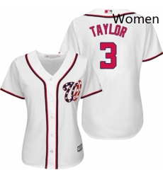 Womens Majestic Washington Nationals 3 Michael Taylor Authentic White Home Cool Base MLB Jersey