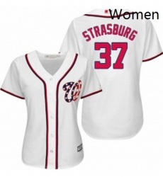 Womens Majestic Washington Nationals 37 Stephen Strasburg Authentic White MLB Jersey