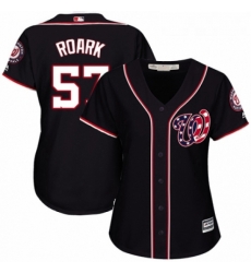 Womens Majestic Washington Nationals 57 Tanner Roark Authentic Navy Blue Alternate 2 Cool Base MLB Jersey 