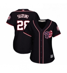 Womens Washington Nationals 28 Kurt Suzuki Replica Navy Blue Alternate 2 Cool Base Baseball Jersey 