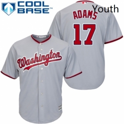 Youth Majestic Washington Nationals 17 Matt Adams Authentic Grey Road Cool Base MLB Jersey 