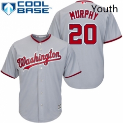 Youth Majestic Washington Nationals 20 Daniel Murphy Authentic Grey Road Cool Base MLB Jersey