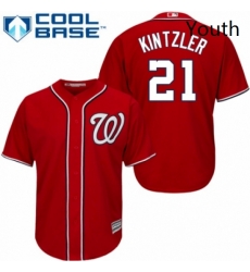 Youth Majestic Washington Nationals 21 Brandon Kintzler Authentic Red Alternate 1 Cool Base MLB Jersey 