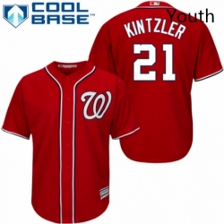 Youth Majestic Washington Nationals 21 Brandon Kintzler Authentic Red Alternate 1 Cool Base MLB Jersey 