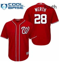 Youth Majestic Washington Nationals 28 Jayson Werth Replica Red Alternate 1 Cool Base MLB Jersey