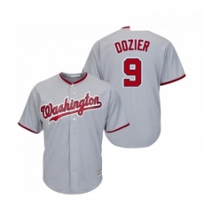 Youth Washington Nationals 9 Brian Dozier Replica Grey Road Cool Base Baseball Jersey 