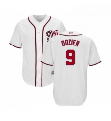 Youth Washington Nationals 9 Brian Dozier Replica White Home Cool Base Baseball Jersey 