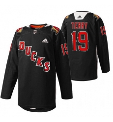 Men Anaheim Ducks 19 Troy Terry 2022 Black Angels Night Stitched jersey