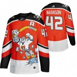 Men Anaheim Ducks 42 Josh Manson Red Adidas 2020 21 Reverse Retro Alternate NHL Jersey