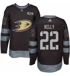 Mens Adidas Anaheim Ducks 22 Chris Kelly Authentic Black 1917 2017 100th Anniversary NHL Jerse