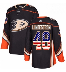 Mens Adidas Anaheim Ducks 48 Isac Lundestrom Authentic Black USA Flag Fashion NHL Jersey 