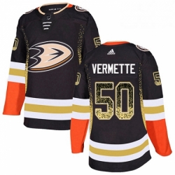 Mens Adidas Anaheim Ducks 50 Antoine Vermette Authentic Black Drift Fashion NHL Jersey 