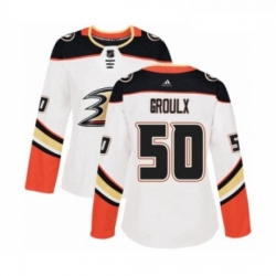 Womens Adidas Anaheim Ducks 50 Benoit Olivier Groulx Authentic White Away NHL Jersey 