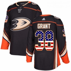 Youth Adidas Anaheim Ducks 38 Derek Grant Authentic Black USA Flag Fashion NHL Jersey 