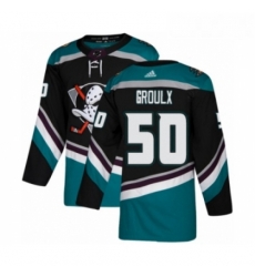 Youth Adidas Anaheim Ducks 50 Benoit Olivier Groulx Premier Black Teal Alternate NHL Jersey 