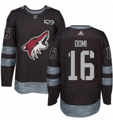 Mens Adidas Arizona Coyotes 16 Max Domi Premier Black 1917 2017 100th Anniversary NHL Jersey 