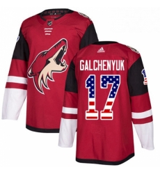 Mens Adidas Arizona Coyotes 17 Alex Galchenyuk Maroon Home Authentic USA Flag Stitched NHL Jersey 