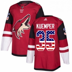 Mens Adidas Arizona Coyotes 35 Darcy Kuemper Authentic Red USA Flag Fashion NHL Jersey 