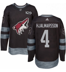 Mens Adidas Arizona Coyotes 4 Niklas Hjalmarsson Authentic Black 1917 2017 100th Anniversary NHL Jersey 