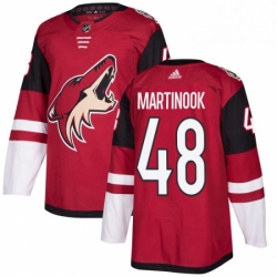 Mens Adidas Arizona Coyotes 48 Jordan Martinook Premier Burgundy Red Home NHL Jersey 