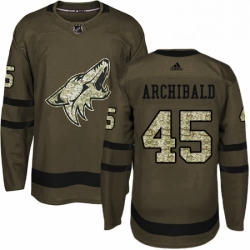 Youth Adidas Arizona Coyotes 45 Josh Archibald Authentic Green Salute to Service NHL Jerse