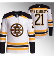 Men Boston Bruins 21 James Van Riemsdyk White Stitched Jersey