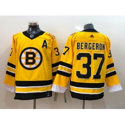 Men Boston Bruins Patrice Bergeron 37 Yellow 2021 Adidas Stitched NHL Jersey