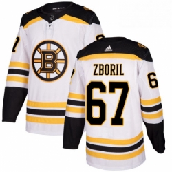 Mens Adidas Boston Bruins 67 Jakub Zboril Authentic White Away NHL Jersey 