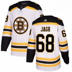 Mens Adidas Boston Bruins 68 Jaromir Jagr Authentic White Away NHL Jersey 