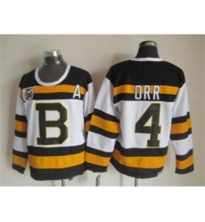 NHL Boston Bruins #4 Bobby Orr white jerseys[m&n 75th]