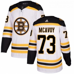 Womens Adidas Boston Bruins 73 Charlie McAvoy Authentic White Away NHL Jersey 