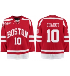 Boston University Terriers BU 10 Gabriel Chabot Red Stitched Hockey Jersey