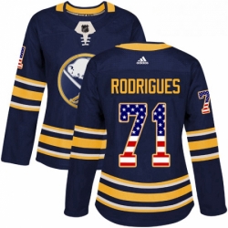 Womens Adidas Buffalo Sabres 71 Evan Rodrigues Authentic Navy Blue USA Flag Fashion NHL Jersey 