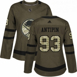 Womens Adidas Buffalo Sabres 93 Victor Antipin Authentic Green Salute to Service NHL Jersey 